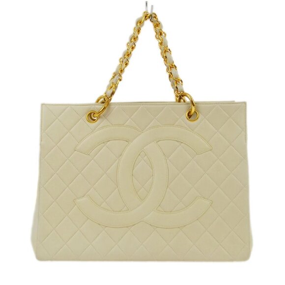 Chanel Ivory Lambskin Chain Tote Handbag 45163 - Picture 1 of 11